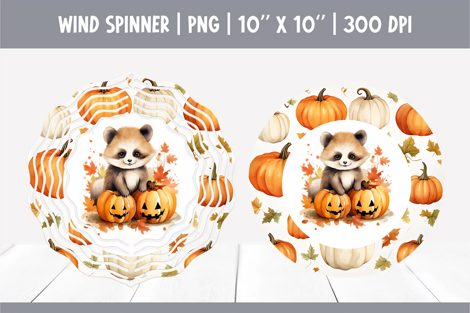 Halloween Watercolor Wind Spinner Sublimation Red Panda product image 1