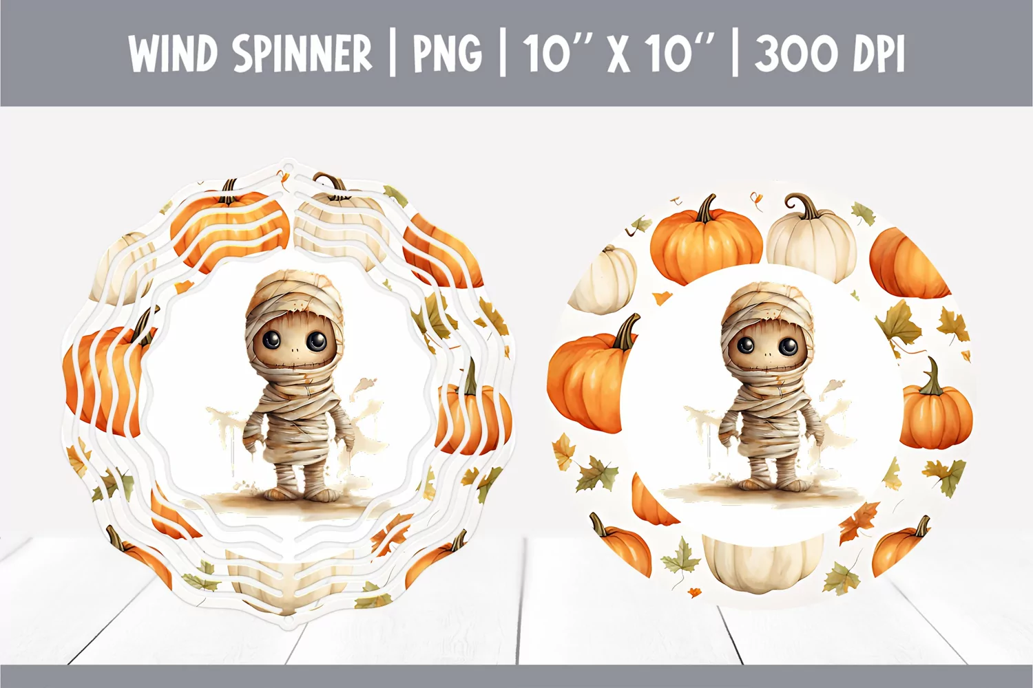 Halloween Watercolor Wind Spinner Sublimation Cute Mummy product image 1