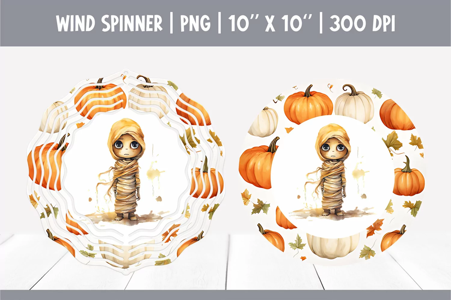 Halloween Watercolor Wind Spinner Sublimation Cute Mummy product image 1