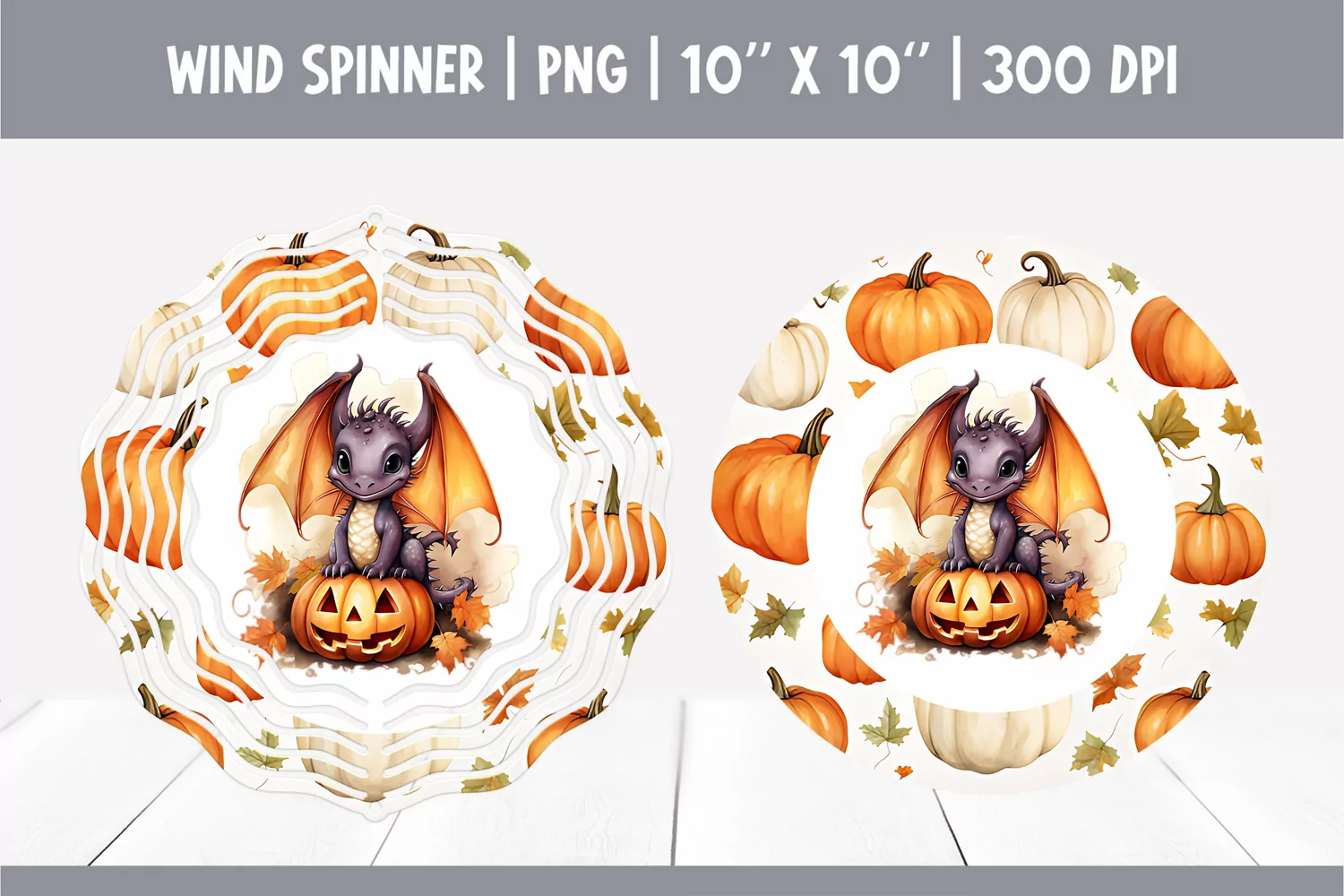 Halloween Watercolor Wind Spinner Sublimation Cute dragon product image 1