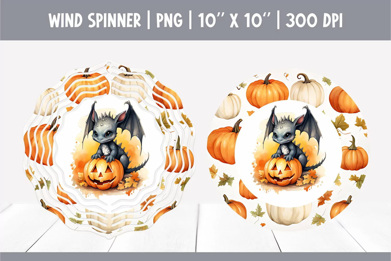 Halloween Watercolor Wind Spinner Sublimation | Cute Dragon product image 1