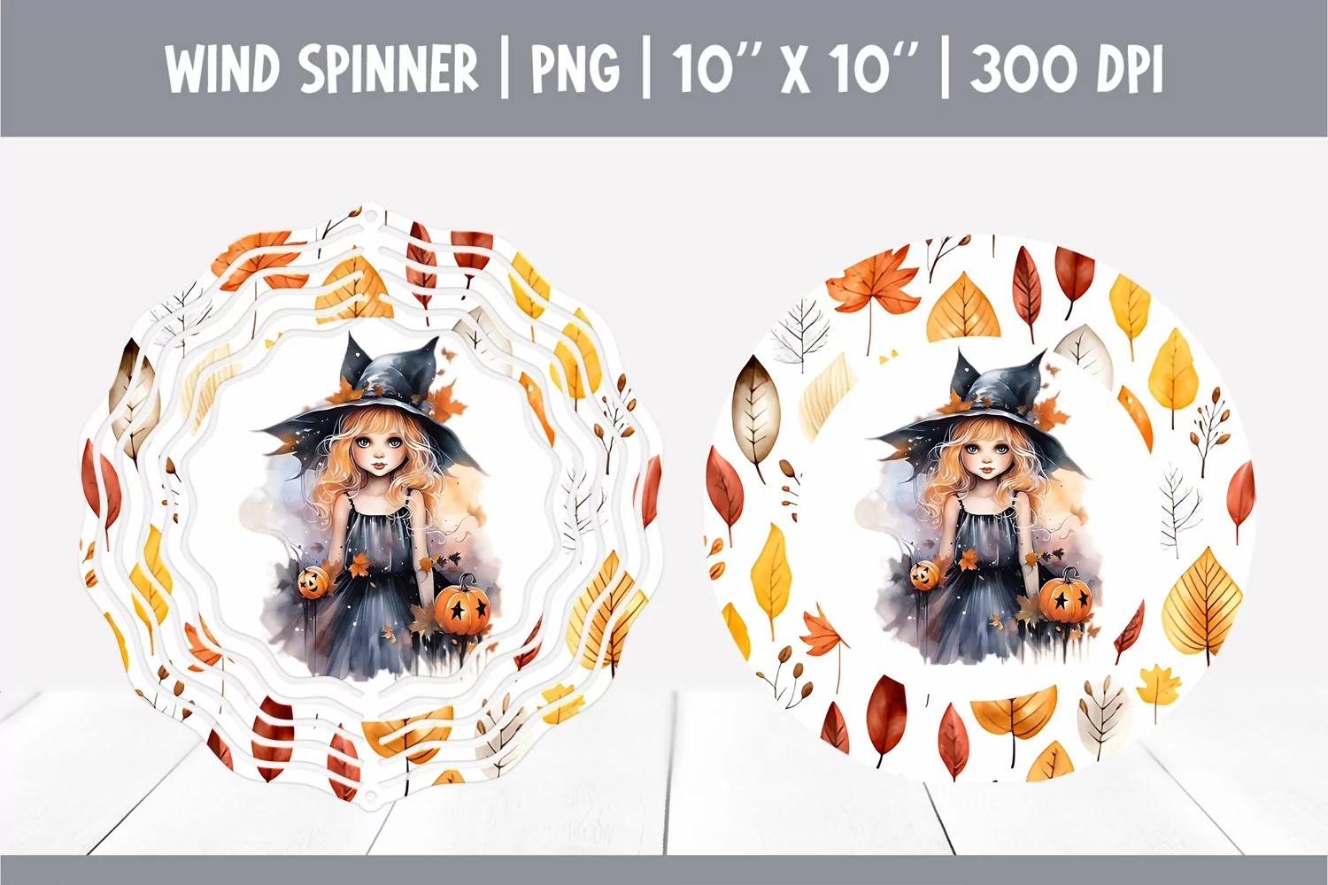 Halloween Watercolor Wind Spinner Sublimation Fairy product image 1