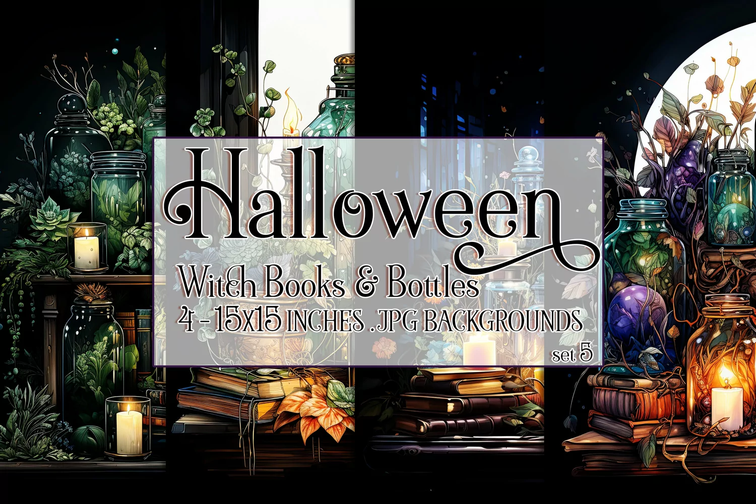 Halloween Background, 15x15 Witch Books and Potion Bottles 5 product image 1