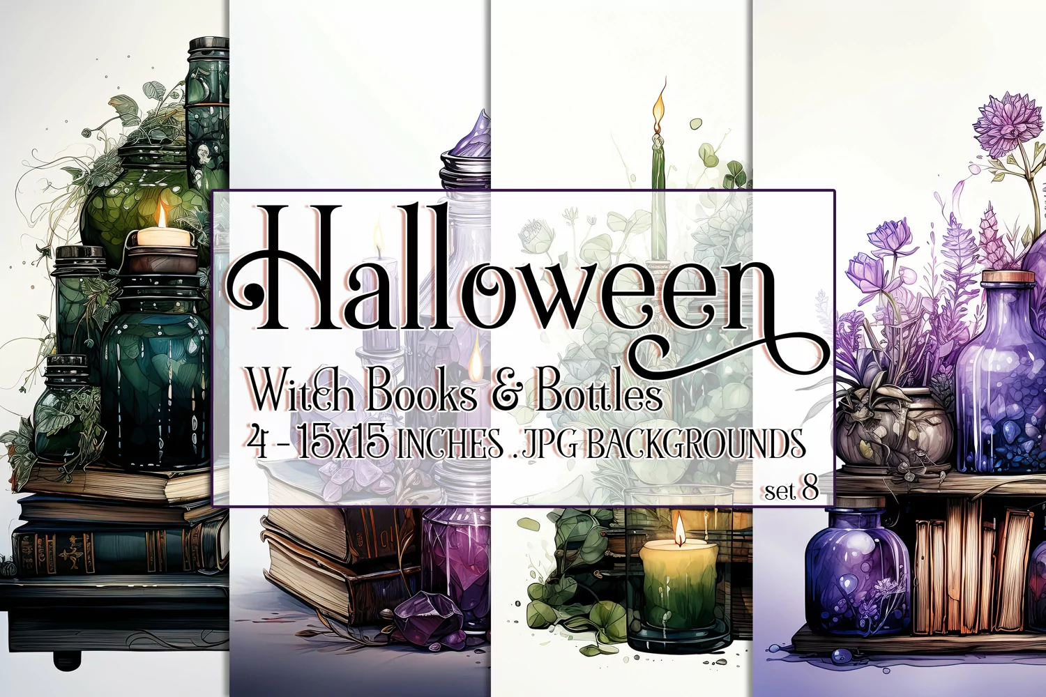 Halloween Background, 15x15 Witch Books and Potion Bottles 8 product image 1