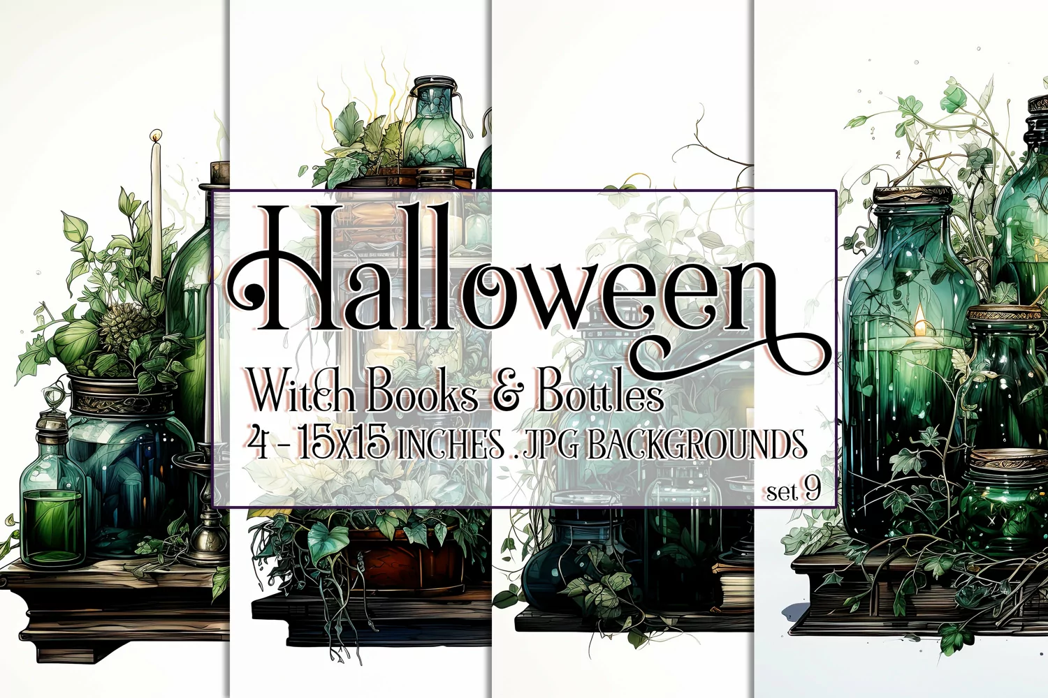 Halloween Background, 15x15 Witch Books and Potion Bottles 9 product image 1