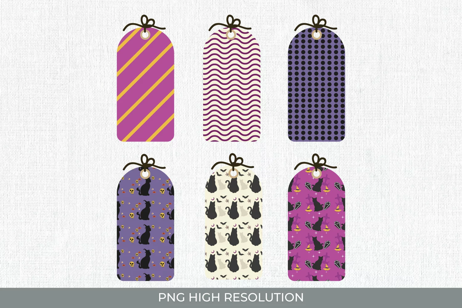 Halloween Witch Cat Patterned Shaped Tags product image 1