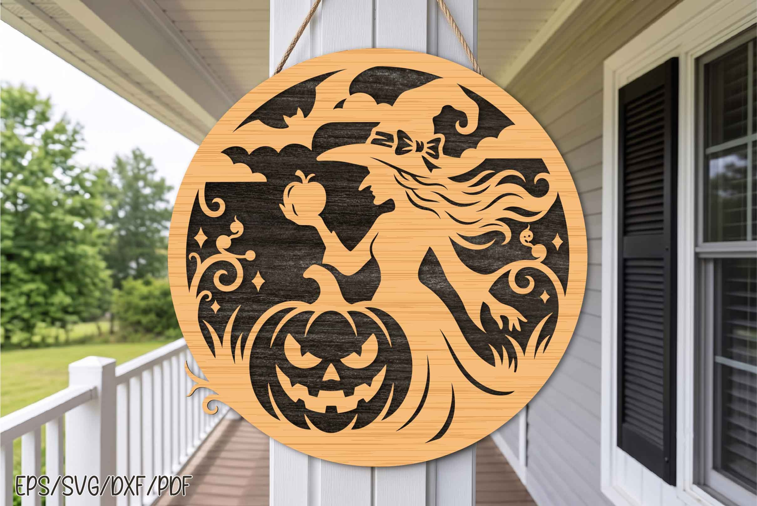 Halloween Witch Pumpkin Moon Laser Cut SVG product image 1