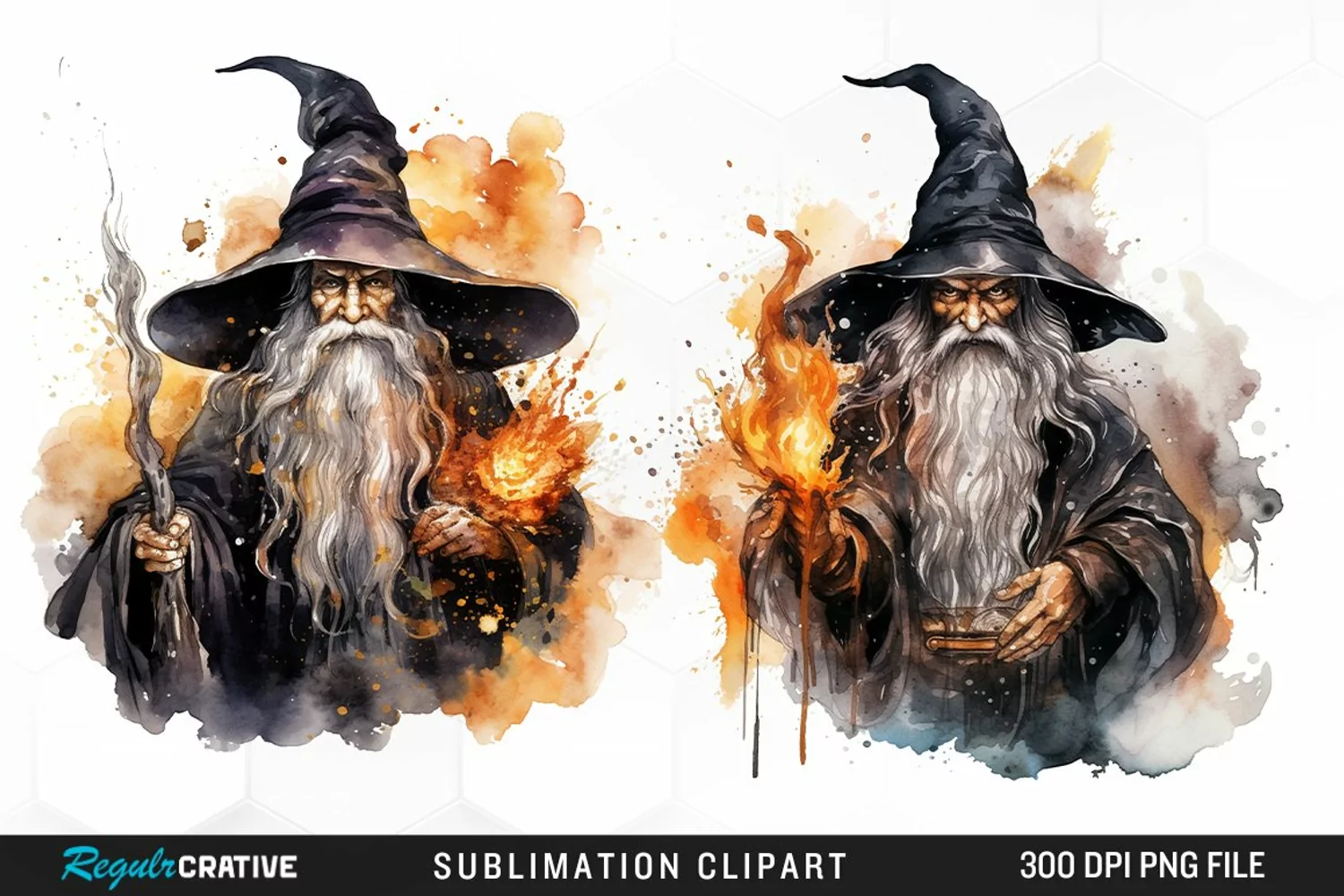 Halloween Wizards Watercolor Clipart product image 1
