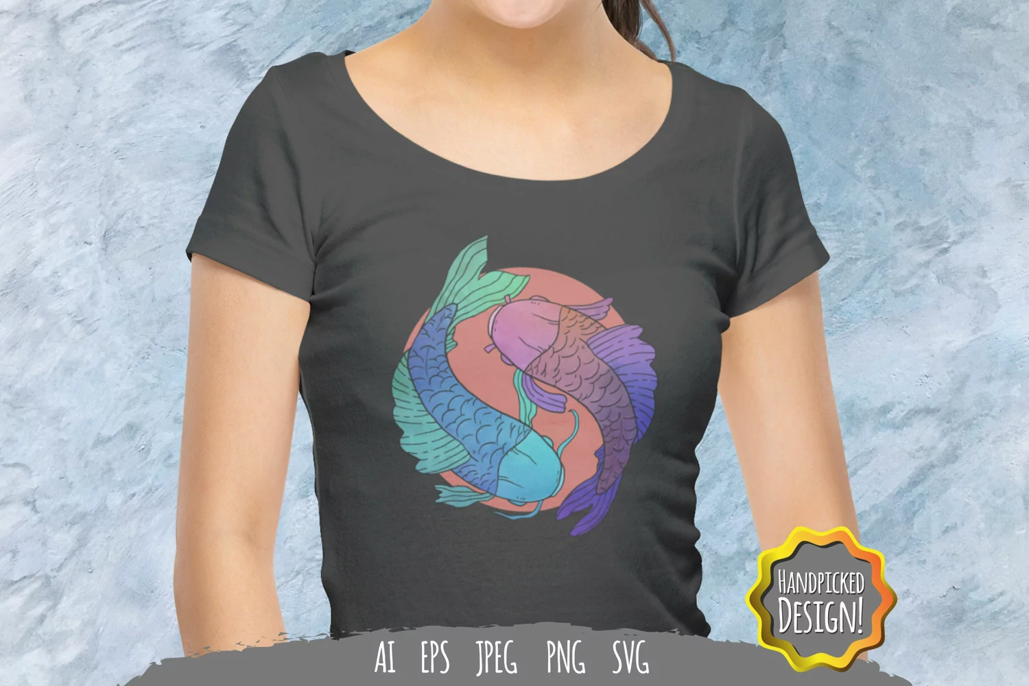 Coloured Yin Yang Fish SVG product image 1