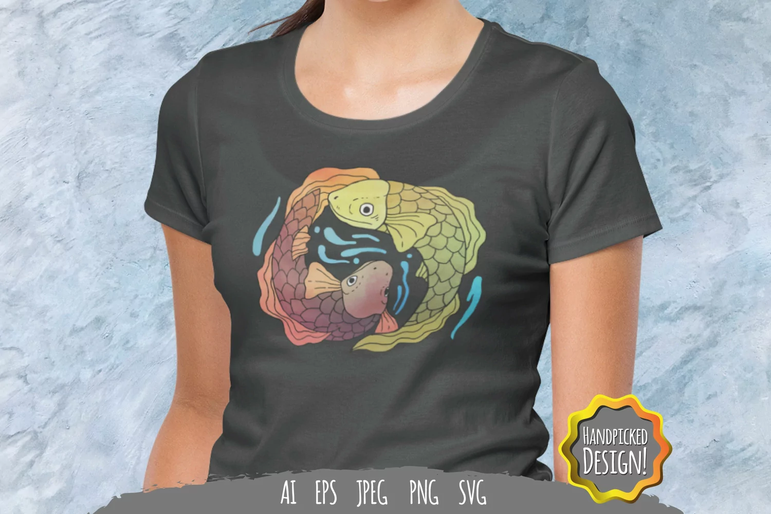 Coloured Yin Yang Fish SVG product image 1