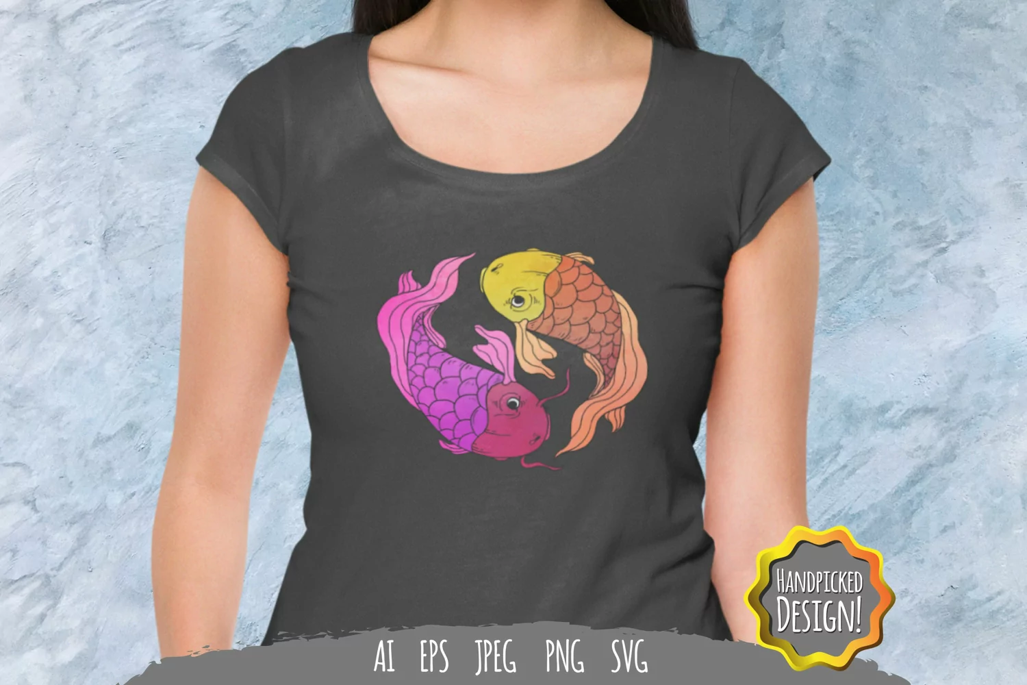 Coloured Yin Yang Fish SVG product image 1