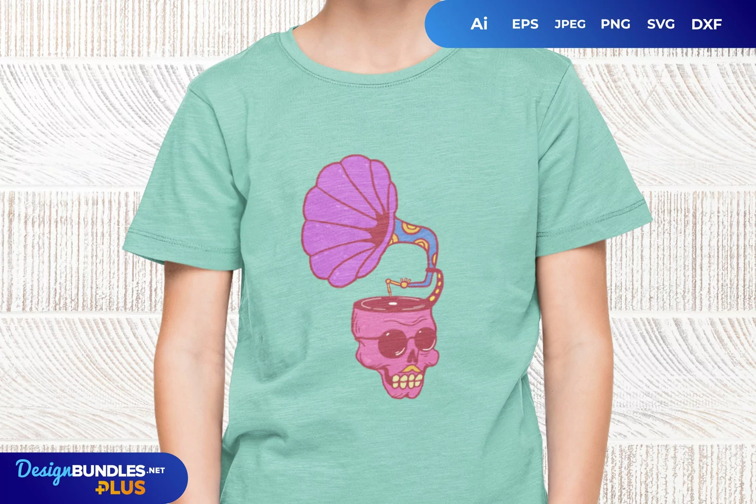 Skull Gramophone Hand Drawn SVG product image 1