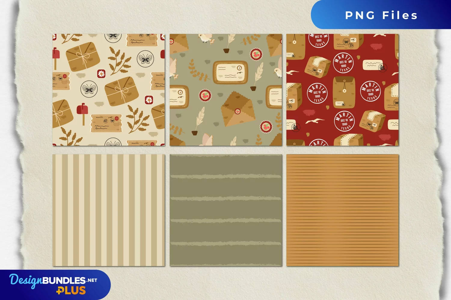 Vintage Hand Drawn Mail Seamless Pattern Paper Pack product image 1