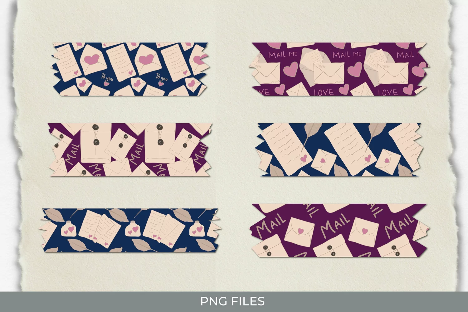 Mail with Vintage Color Seamless Patterned Tape product image 1