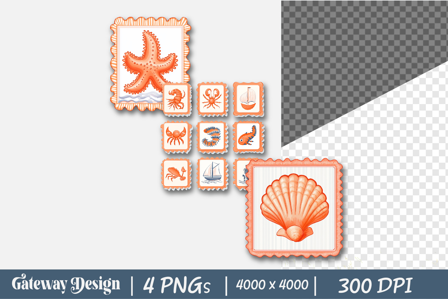 Hand Drawn Summer Postage Stamp Clipart product image 1
