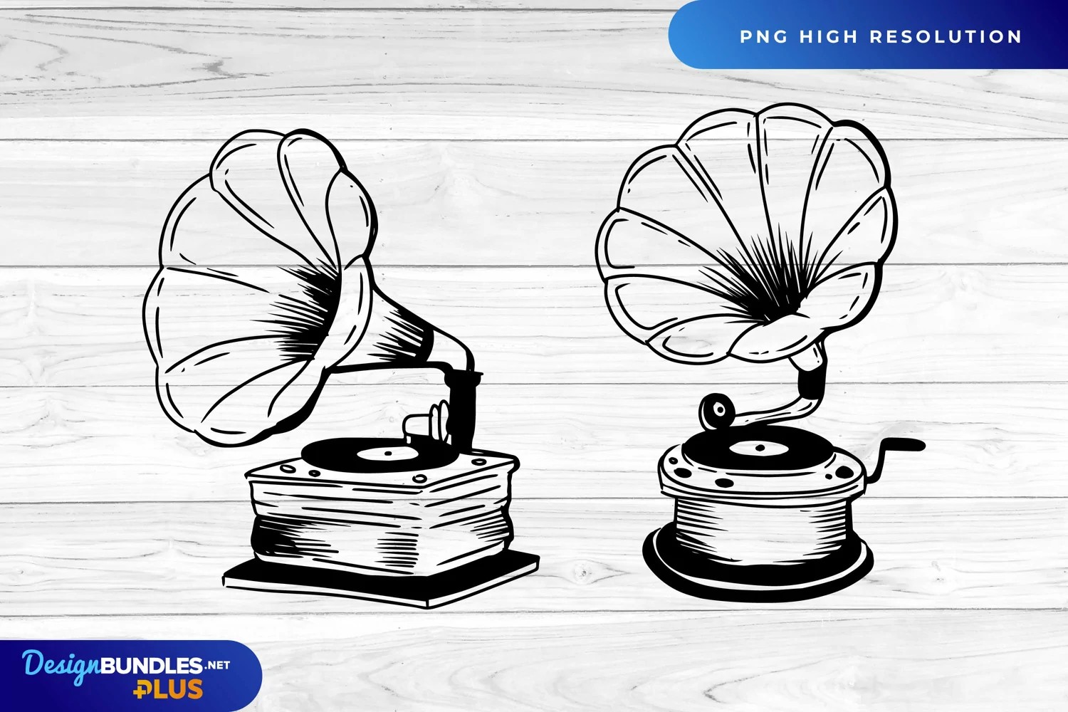 Hand Drawn Vintage Gramophone Clipart product image 1