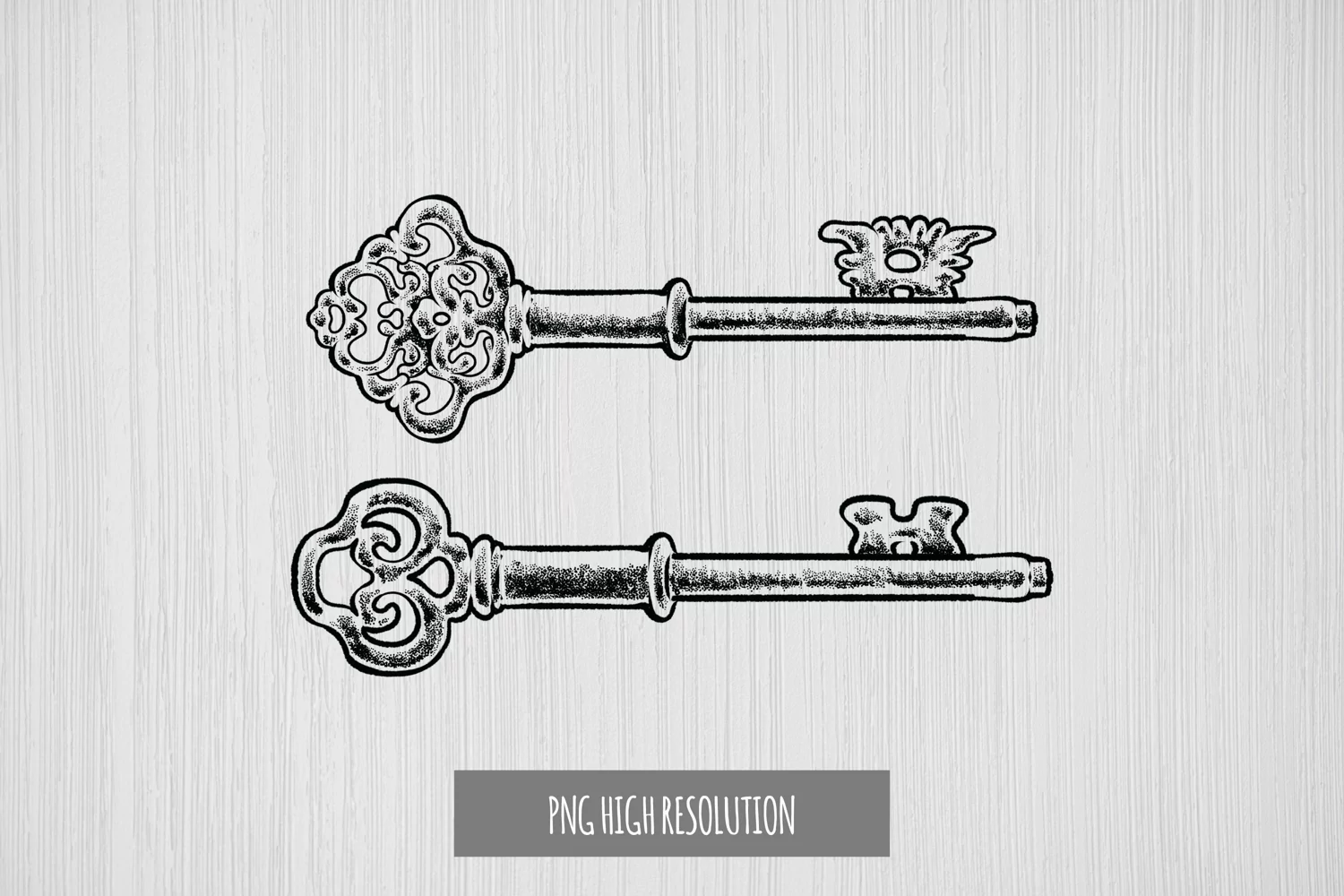 Hand Drawn Vintage Keys Clipart product image 1