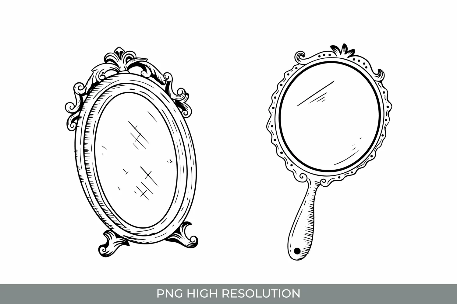 Hand Drawn Vintage Mirror Clipart product image 1