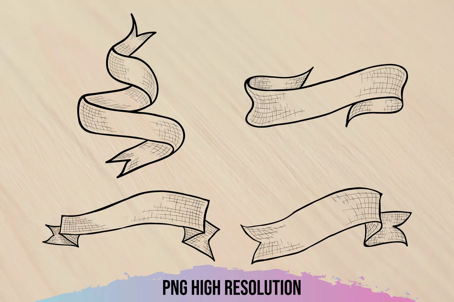 Hand Drawn Vintage Ribbons Clipart product image 1