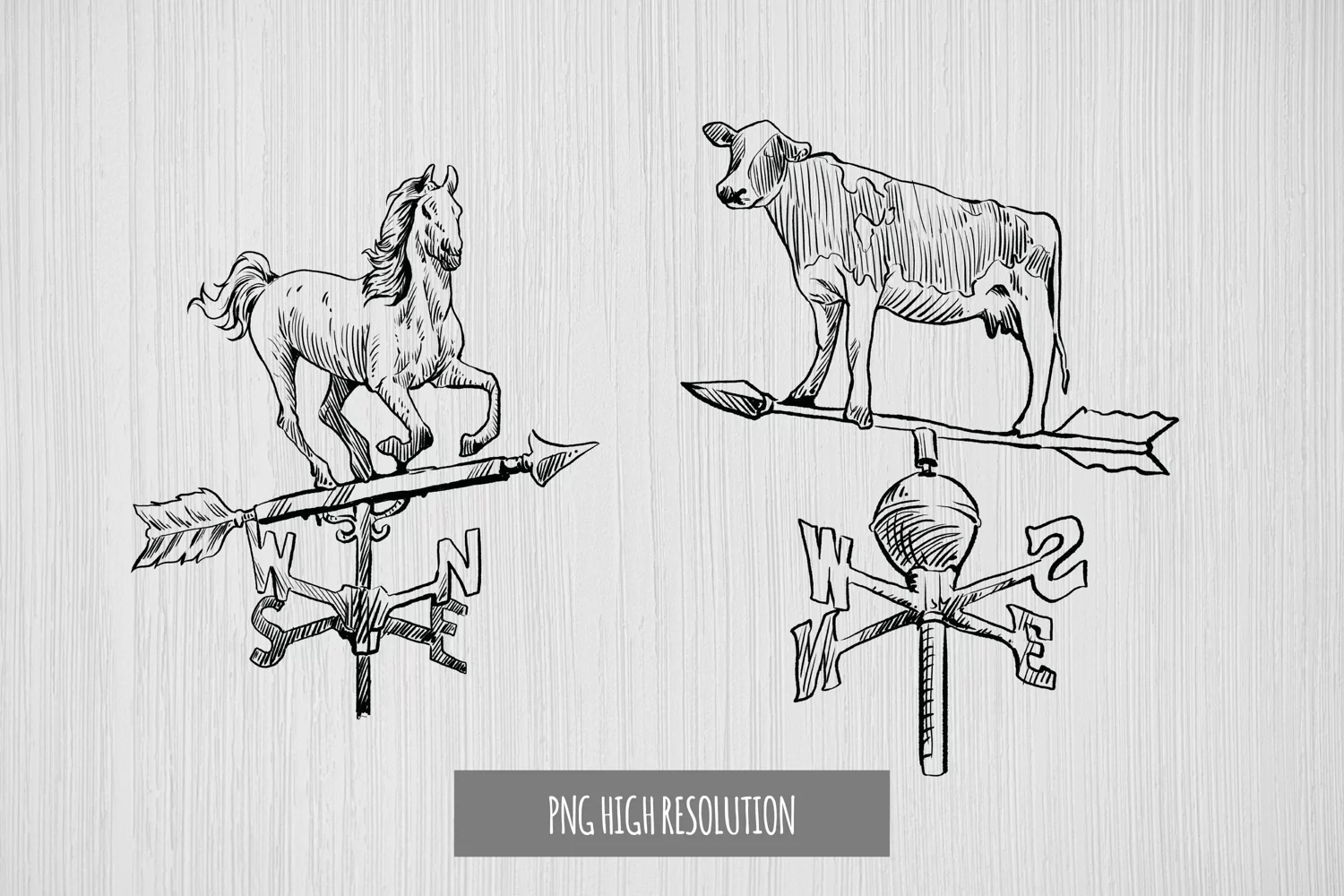 Hand Drawn Vintage Wind Vane Clipart product image 1