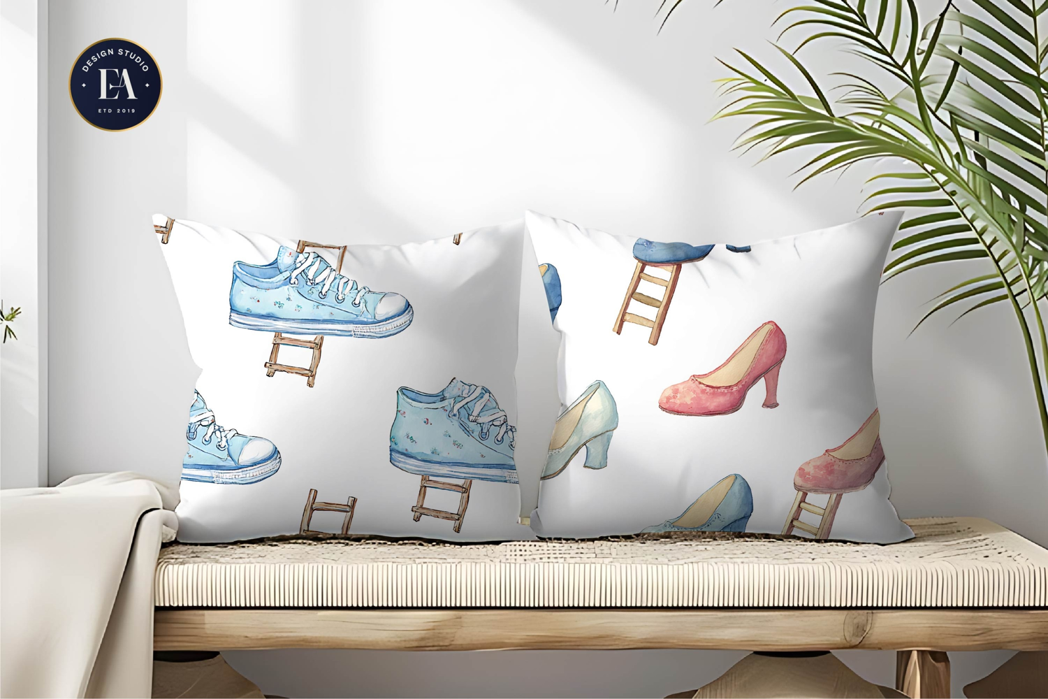 Watercolor Shoes with Tiny Ladders Seamless Digital Paper product image 1