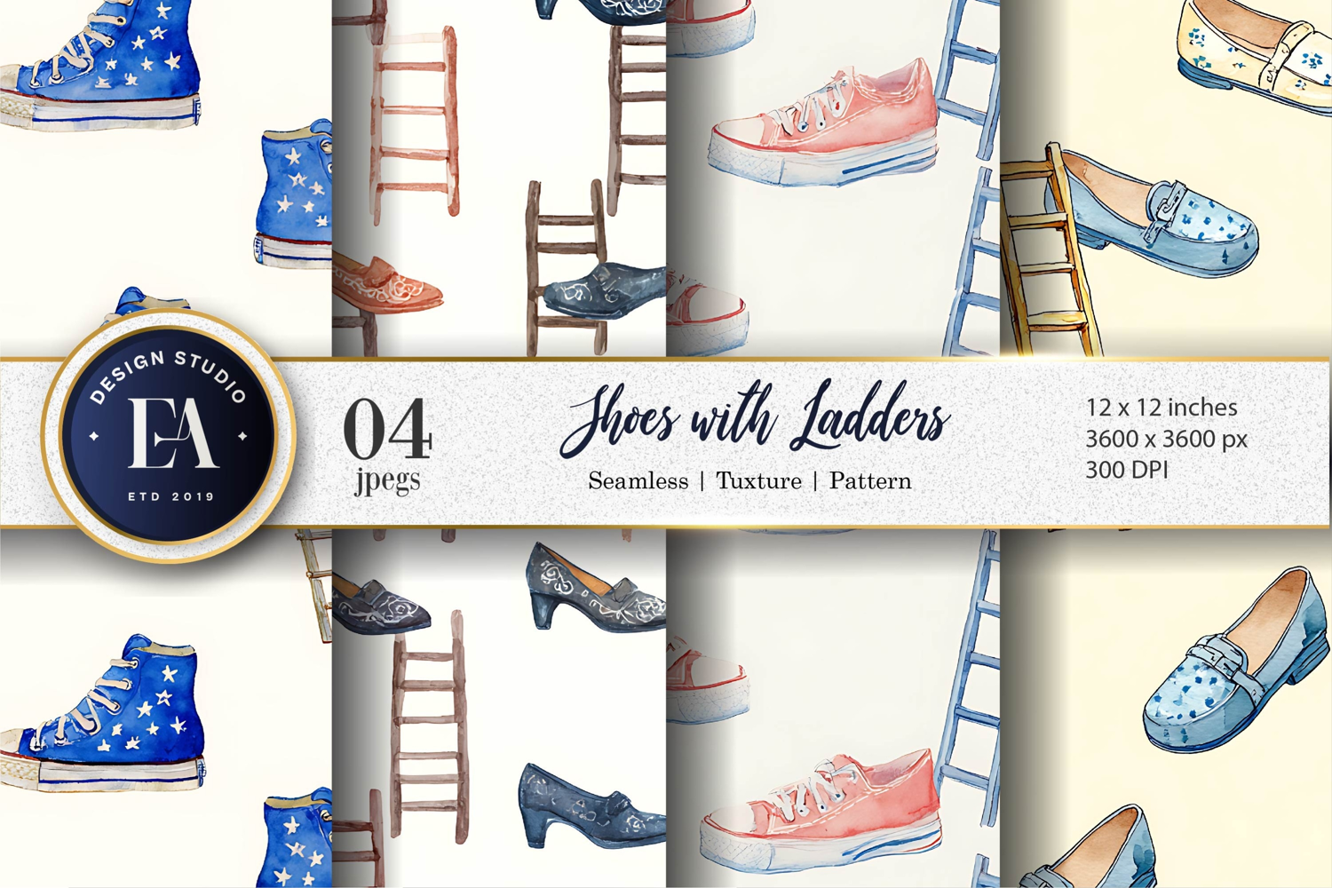 Shoes with Tiny Ladders Seamless Pattern Digital Paper product image 1
