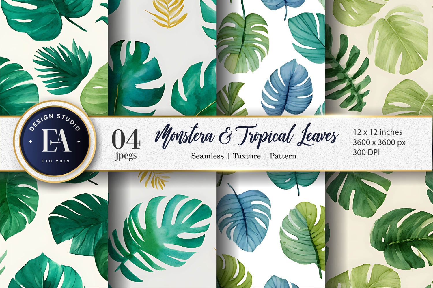 Hand-Painted Jungle Leaves Seamless Craft Digital Paper product image 1