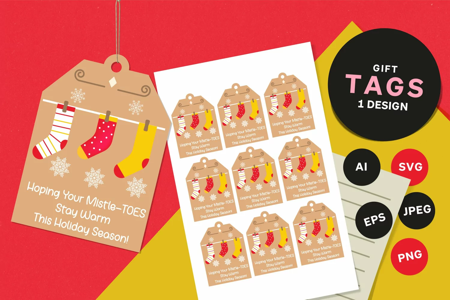 Colorful Hanging Socks for Gift Tags product image 1