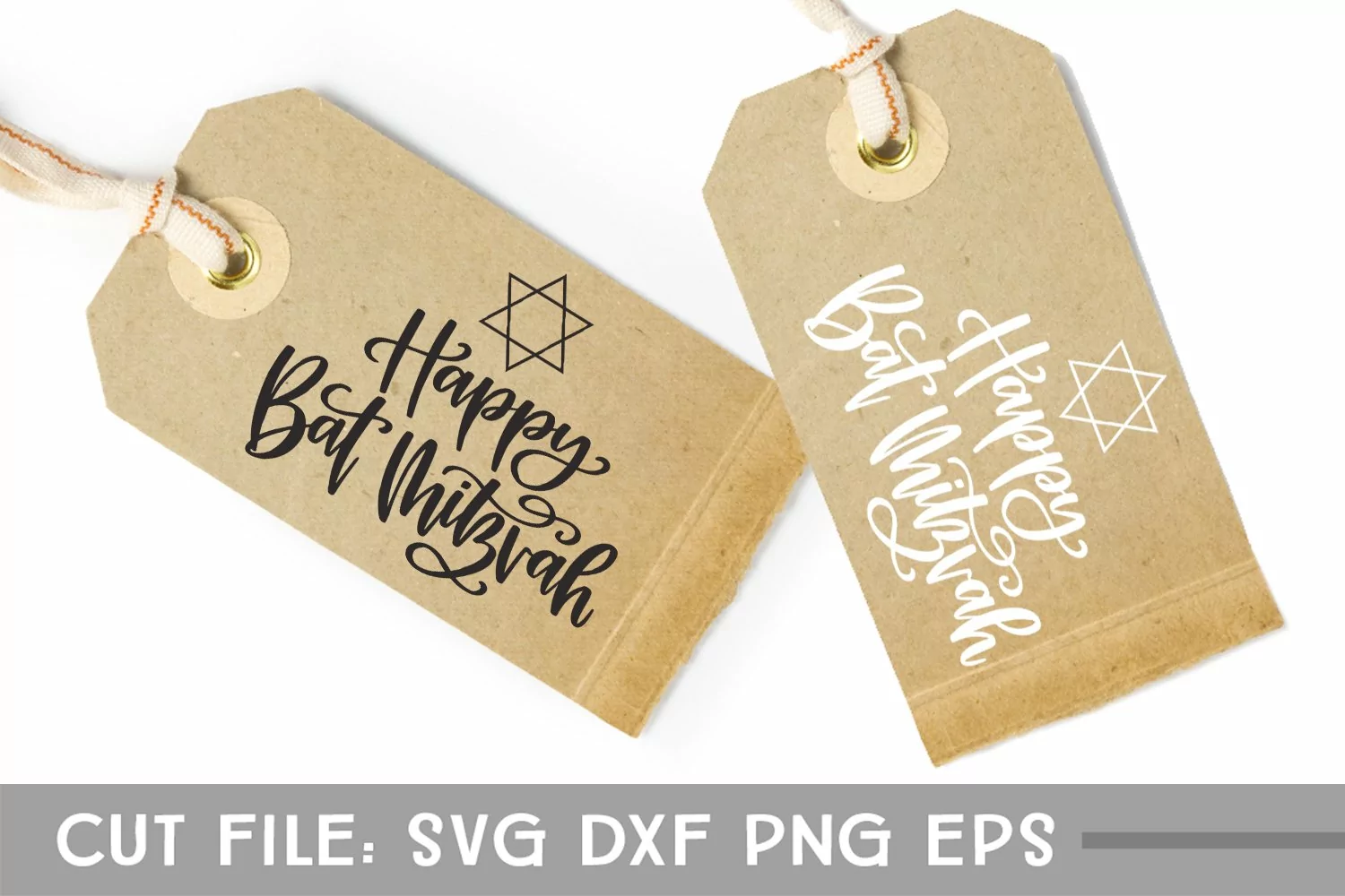 Happy Bat Mitzvah horizontal , Hand Lettered Jewish SVG product image 1
