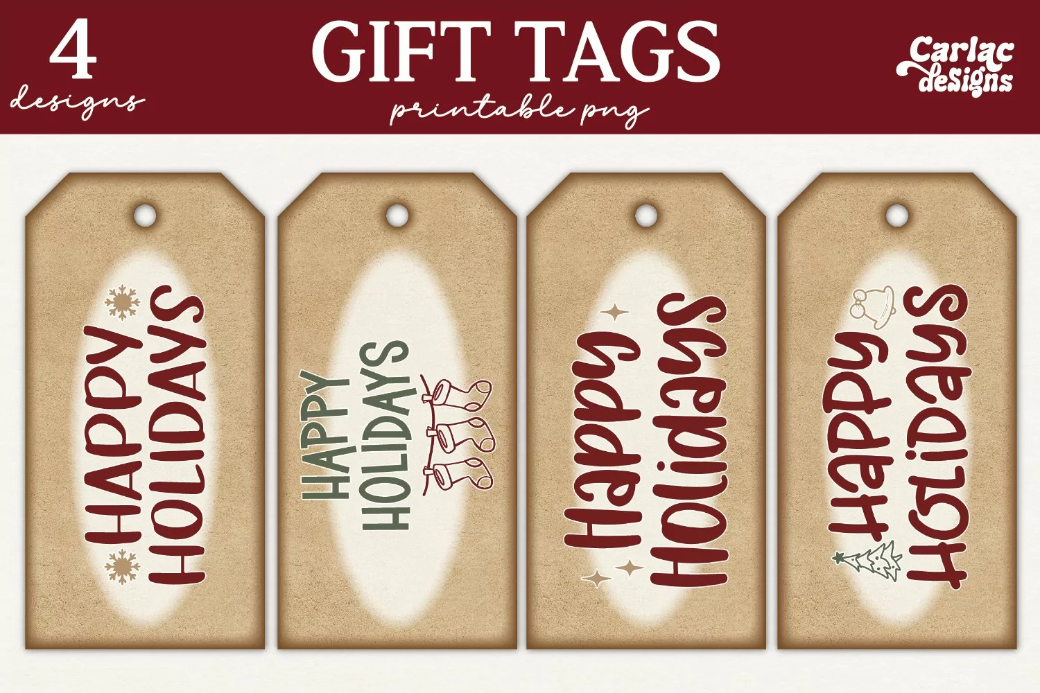 Happy Holidays Printable Tags