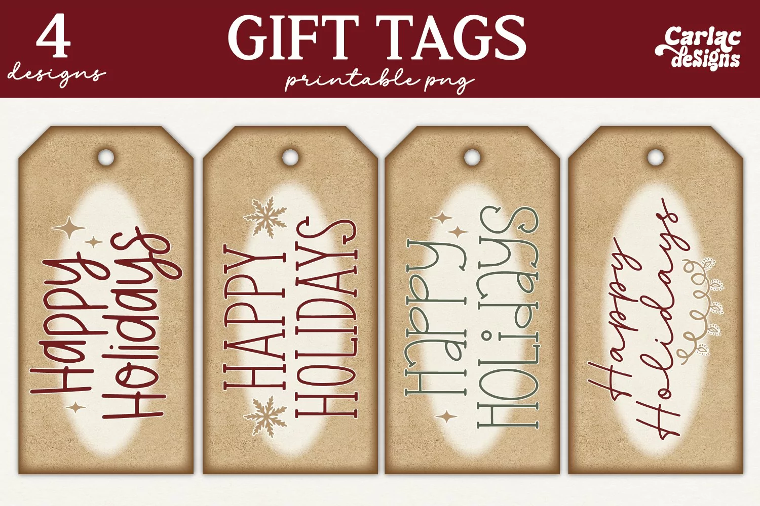 Happy Holidays Printable Tags