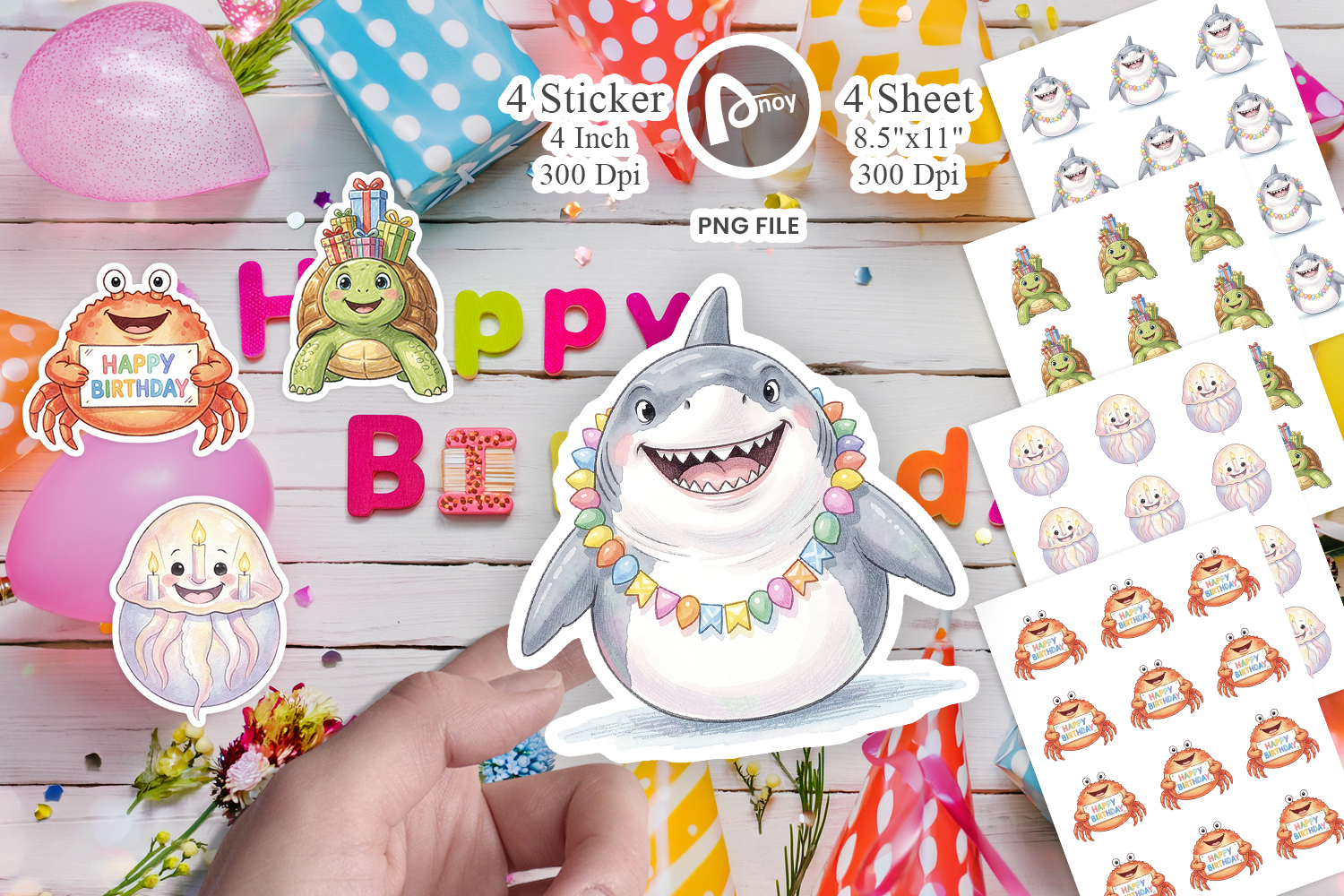 Round Ocean Birthday Sticker product image 1