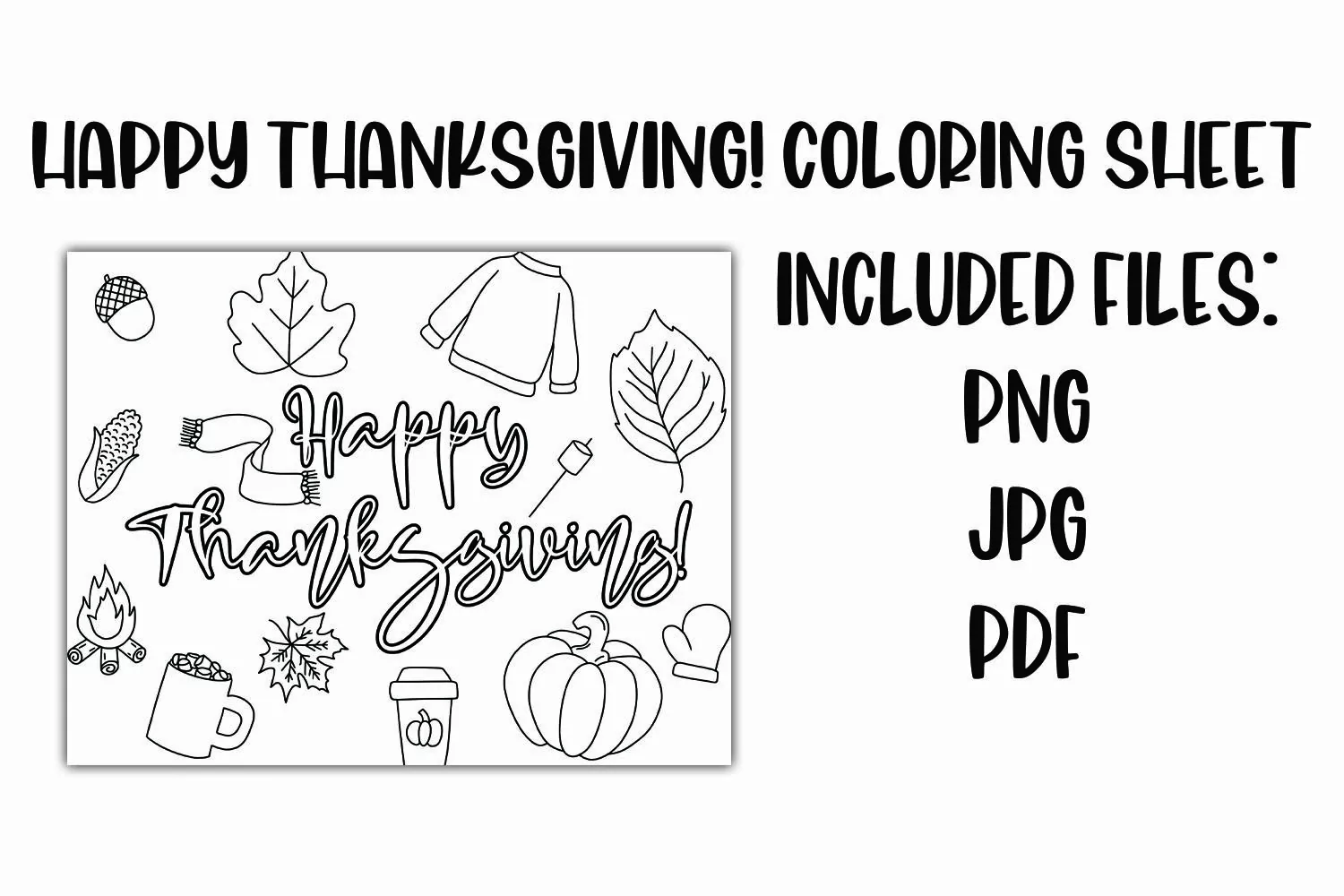 Happy Thanksgiving Coloring Sheet for Adults product image 1