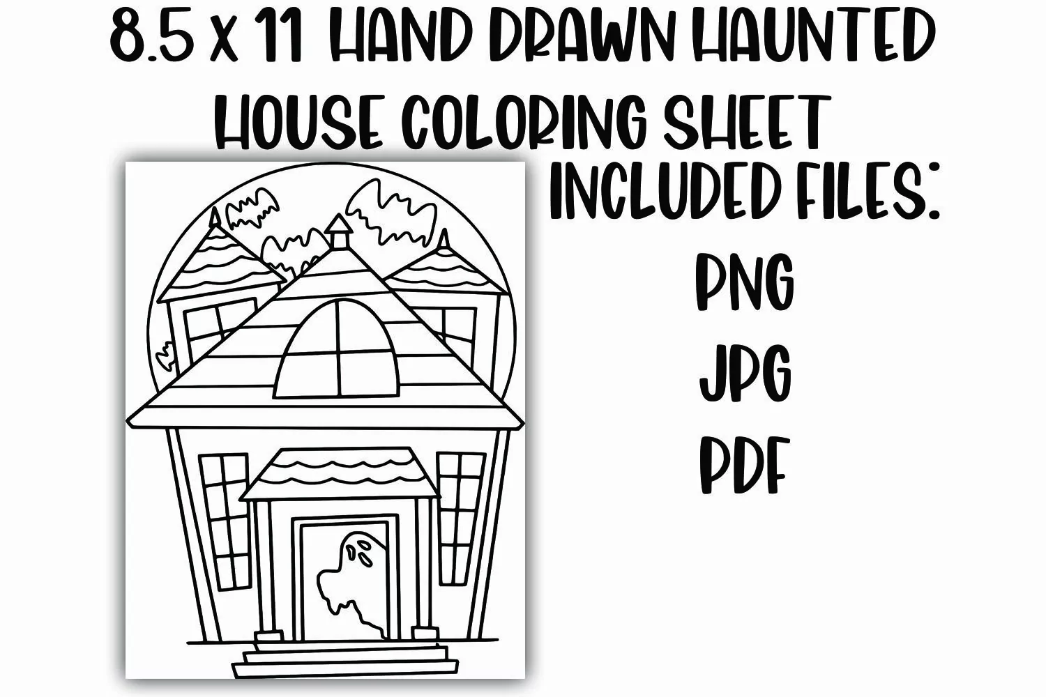 Haunted House Coloring Sheet - Halloween Coloring Sheet product image 1