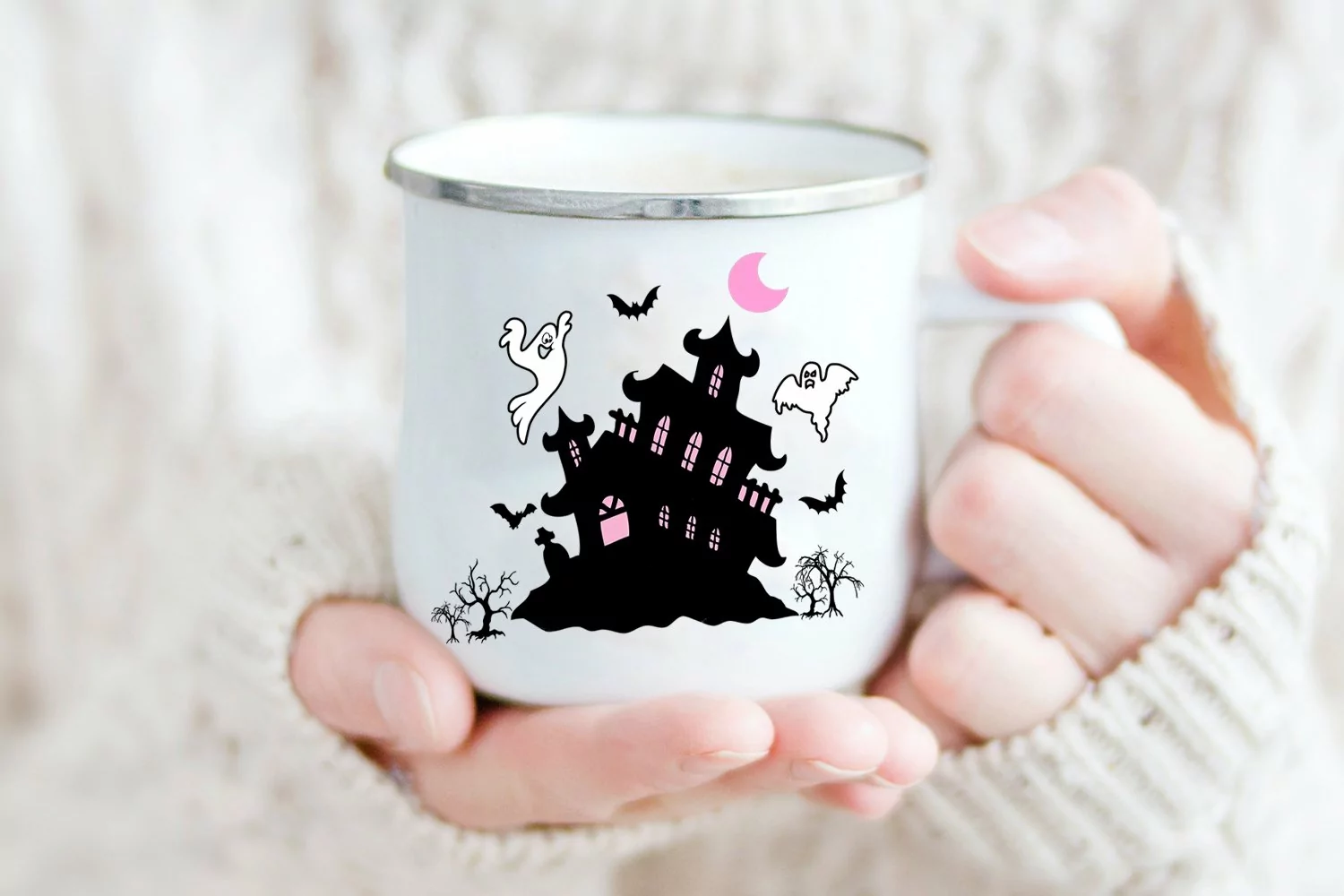 Haunted House Sublimation I Pink Halloween Sublimation