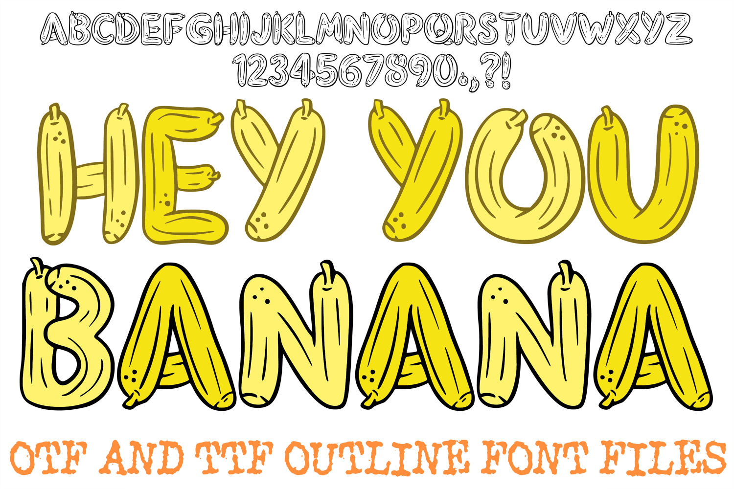 Hay You Banana ABC Font Typeface Fruit Alphabet SVG PNG Illustration by Squeeb Creative 1 