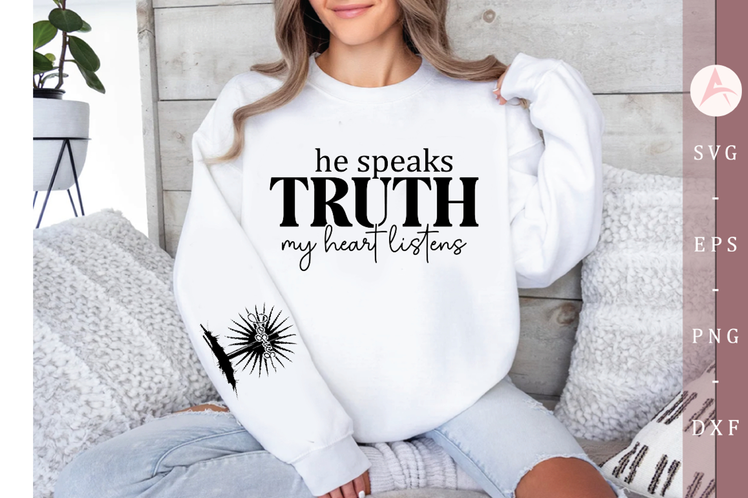 He speaks truth my heart listens Sleeve SVG Design product image 1