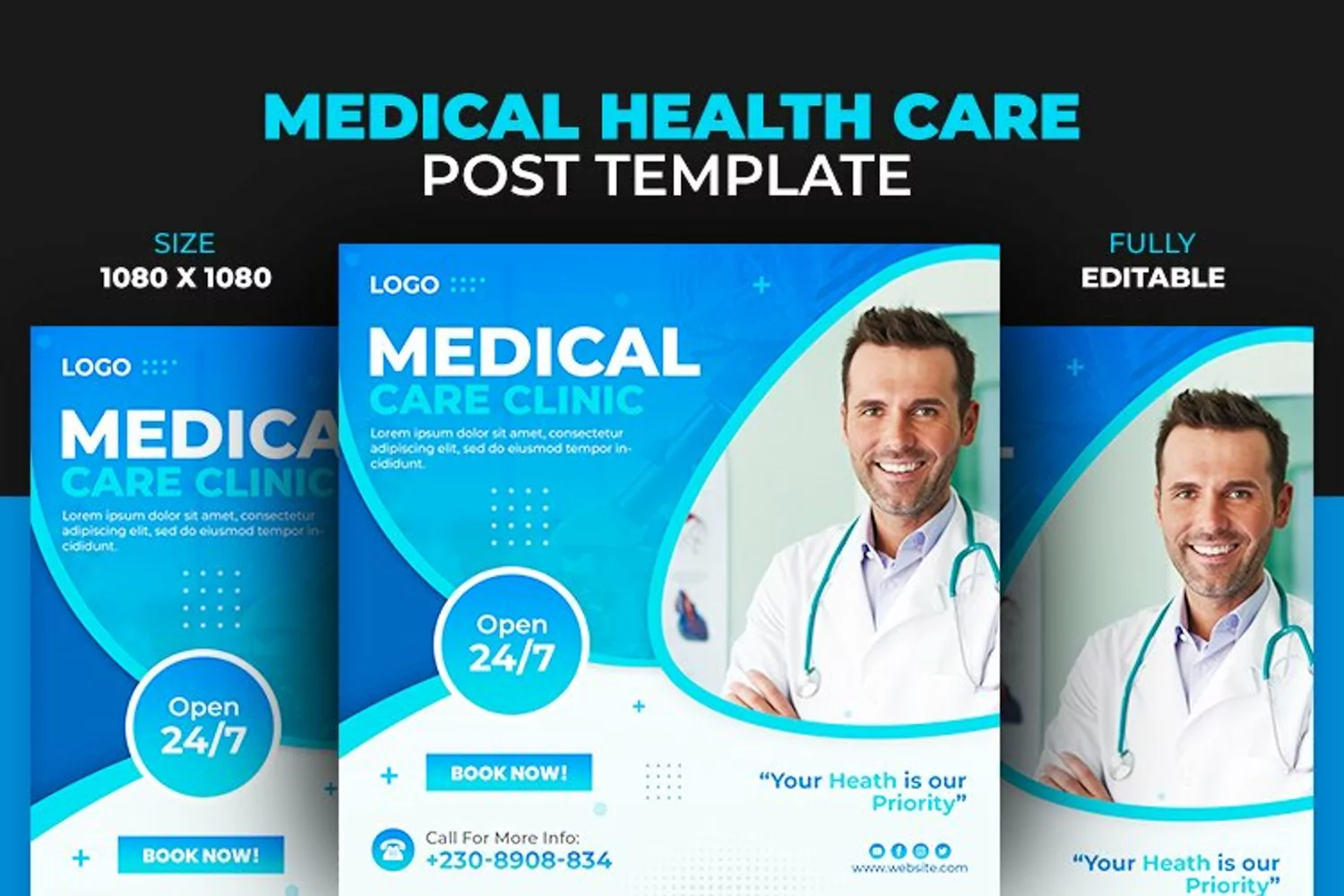 Healthcare Medical Social Media Post Design Template product image 1