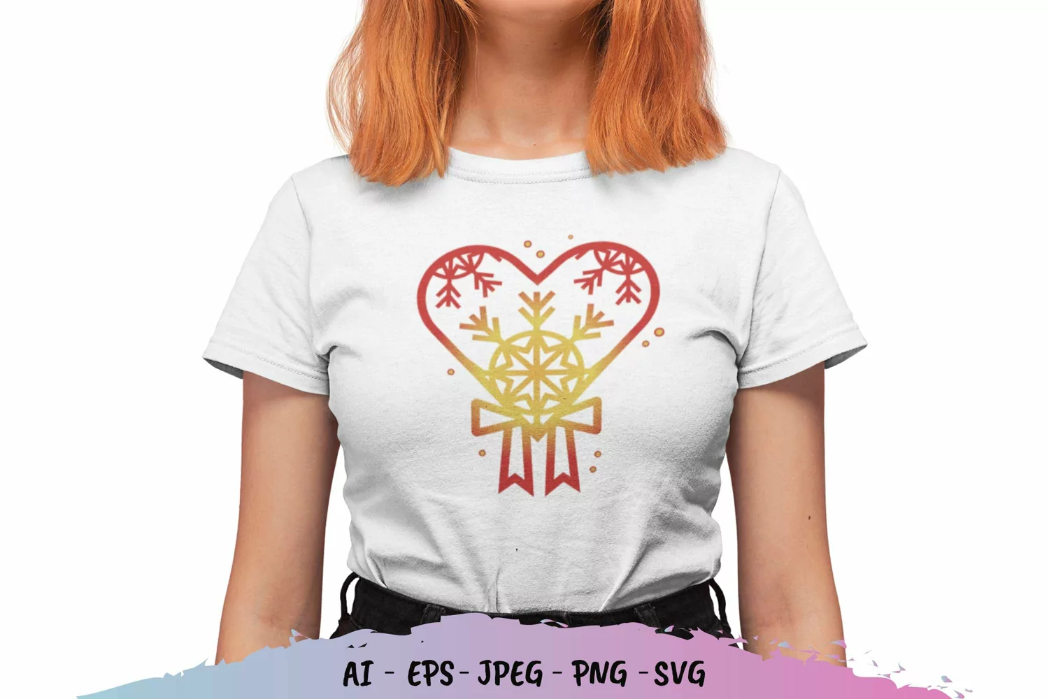 Heart and Snowflake with Christmas Vibe Gradient Color product image 1