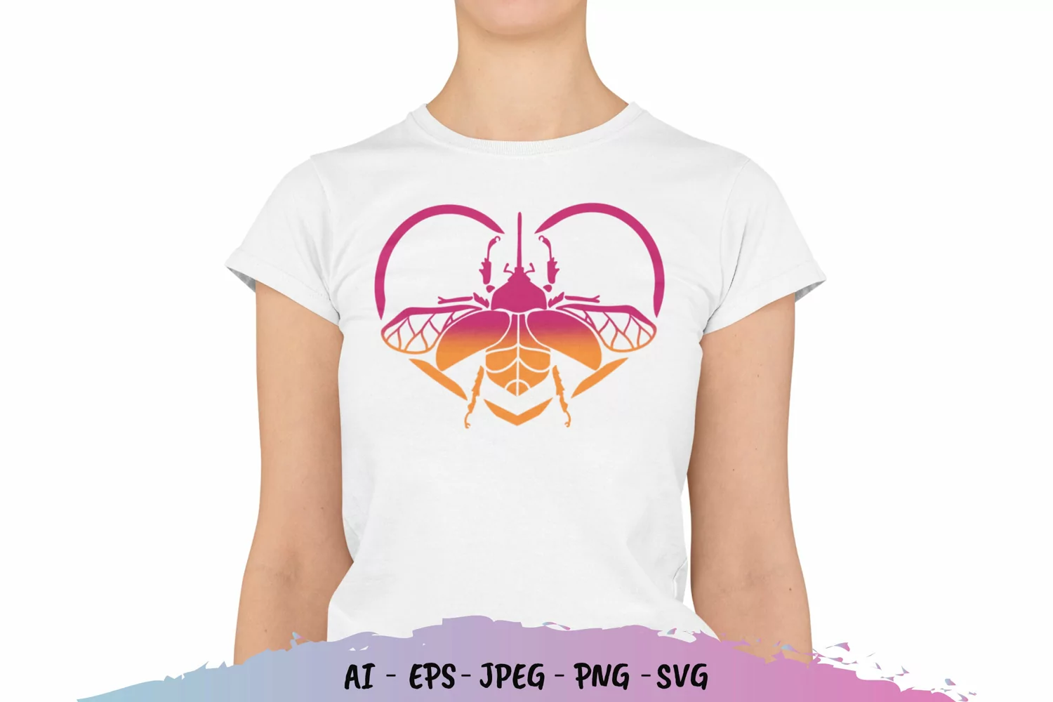 Heart Beetle with Gradient Color SVG product image 1