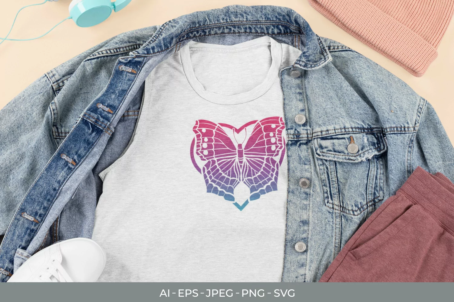 Heart Butterfly with Gradient Color SVG product image 1