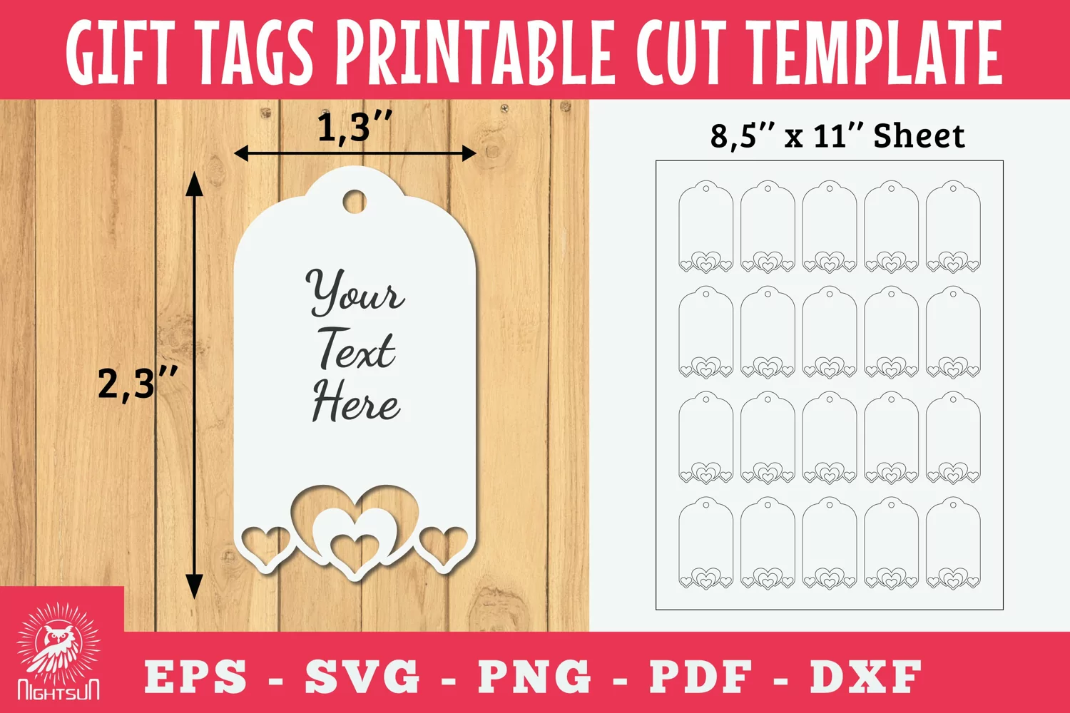 Heart Gift Tags Printable Cut product image 1