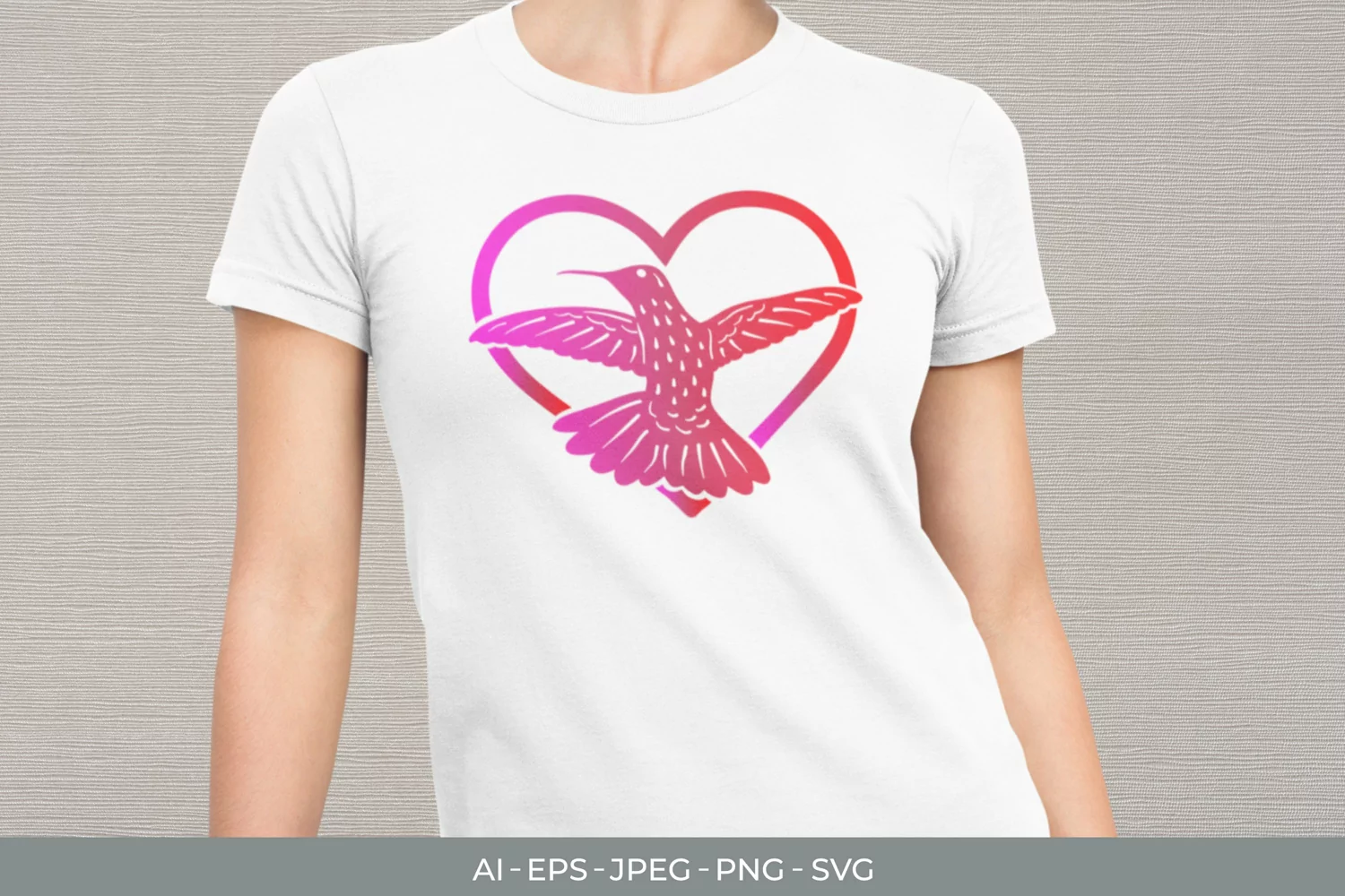 Heart Hummingbird with Gradient Color SVG product image 1