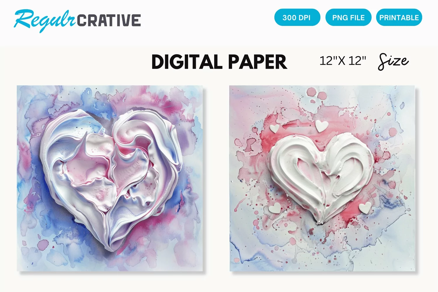 Watercolor Heart shaped Meringue Digital Paper product image 1