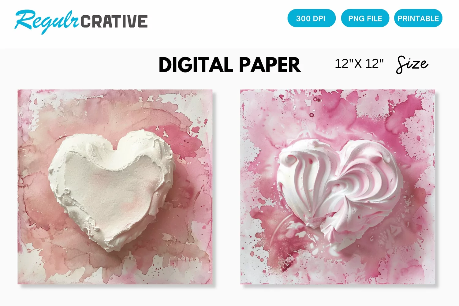 Watercolor Heart shaped Meringue Digital Paper product image 1