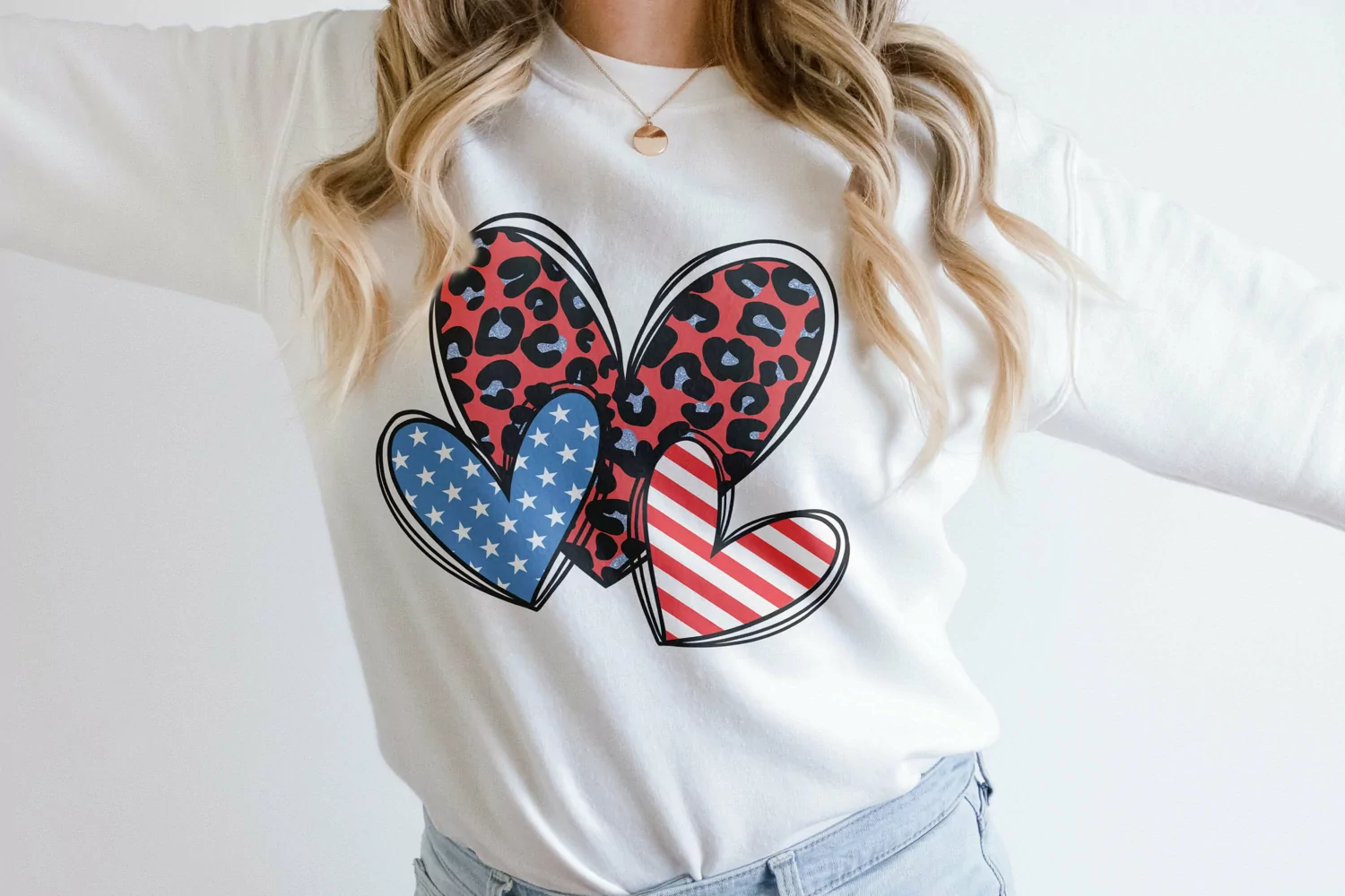 Hearts 4th of july sublimation design PNG
