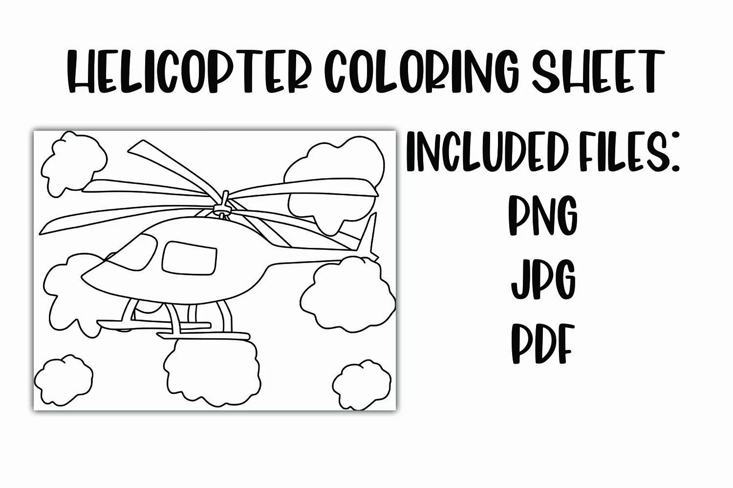 Helicopter Coloring Sheet for Kids product image 1