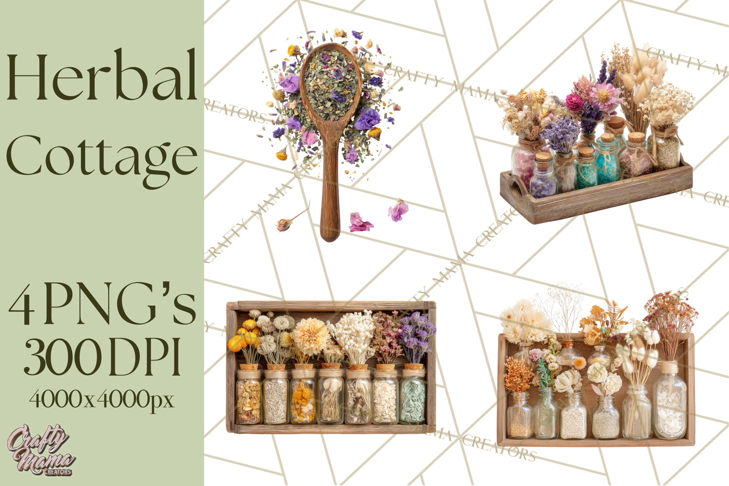 Herbal Apothecary Cottagecore PNG, Rustic Botanical Clipart product image 1