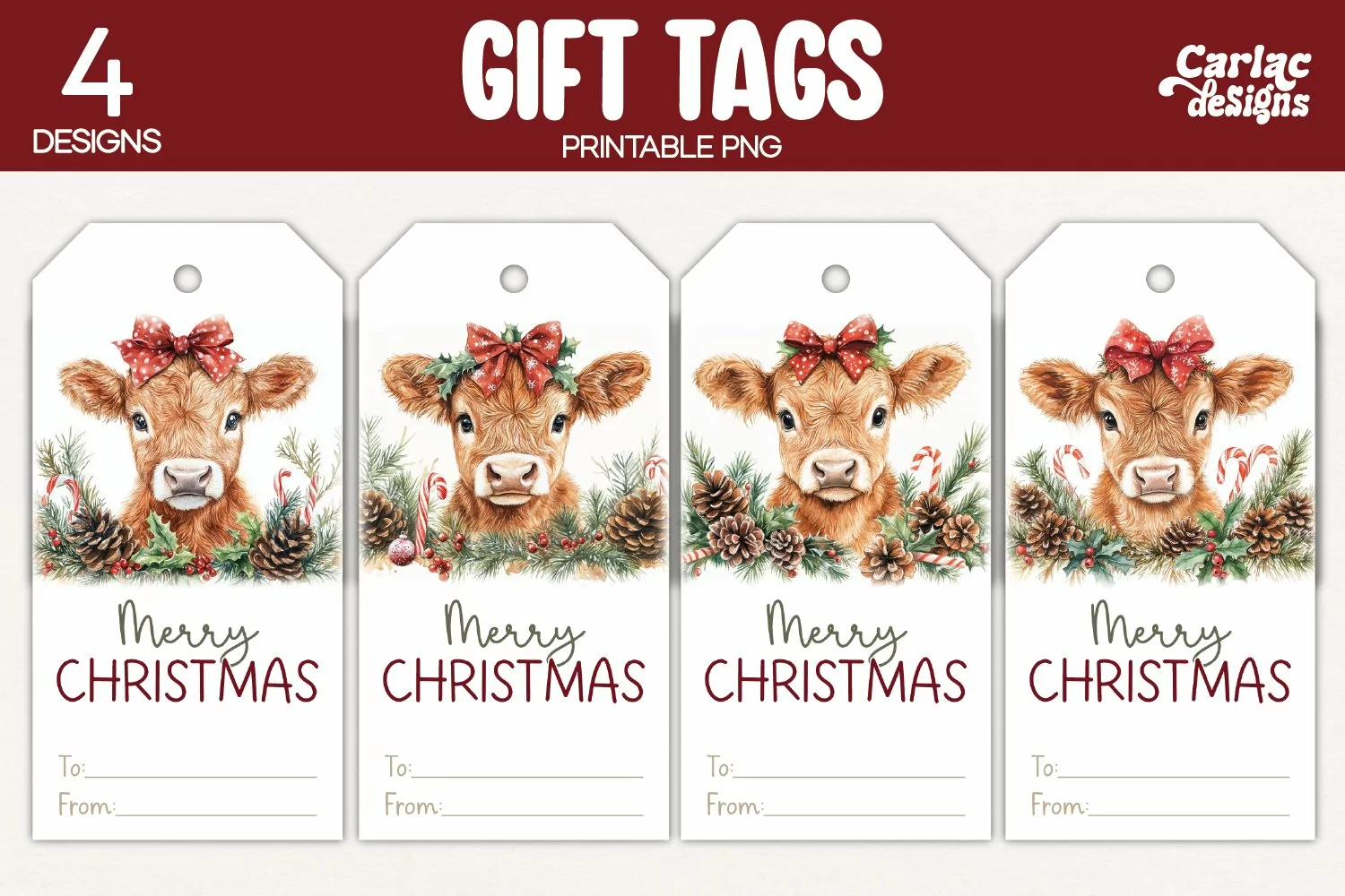 highland cow gift tags