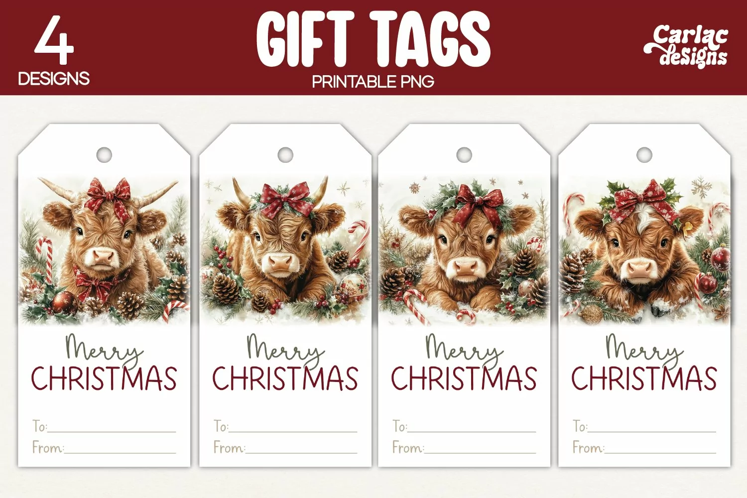 highland cow gift tags